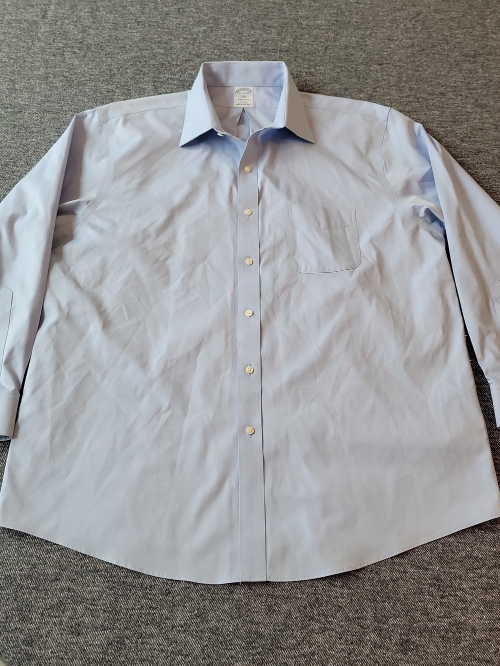 Brooks Brothers Dress Shirt Men's 16.5 32/33 Blue Button Up Non-Iron Cotton